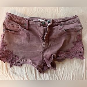 flowered/lacey jean shorts